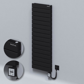 Radiva - Type 20H Electric Steel Decorative Radiator 1180x400 Black (KTX3 Thermostat) 1000W Spiral Cable
