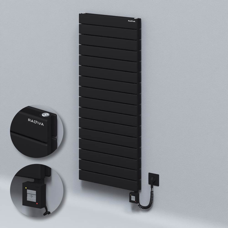 Type 20H Electric Steel Decorative Radiator 1180x500 Black (KTX1 Thermostat) 1000W Spiral Cable