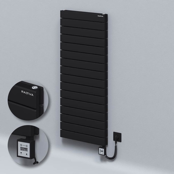 Radiva - Type 20H Electric Steel Decorative Radiator 1180x500 Black (KTX3 Thermostat) 1000W Spiral Cable