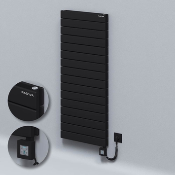 Radiva - Type 20H Electric Steel Decorative Radiator 1180x500 Black (KTX4 Thermostat) 1000W Spiral Cable