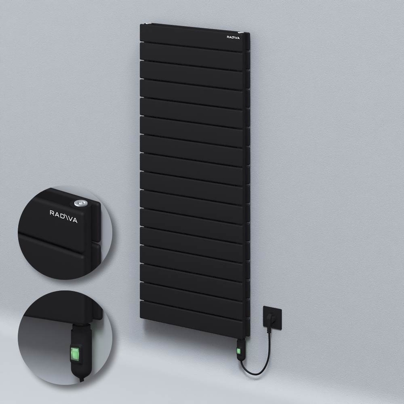 Type 20H Electric Steel Decorative Radiator 1180x500 Black (On/Off Button) 900W