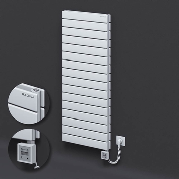  - Type 20H Electric Steel Decorative Radiator 1180x500 White (KTX3 Thermostat) 1000W Spiral Cable