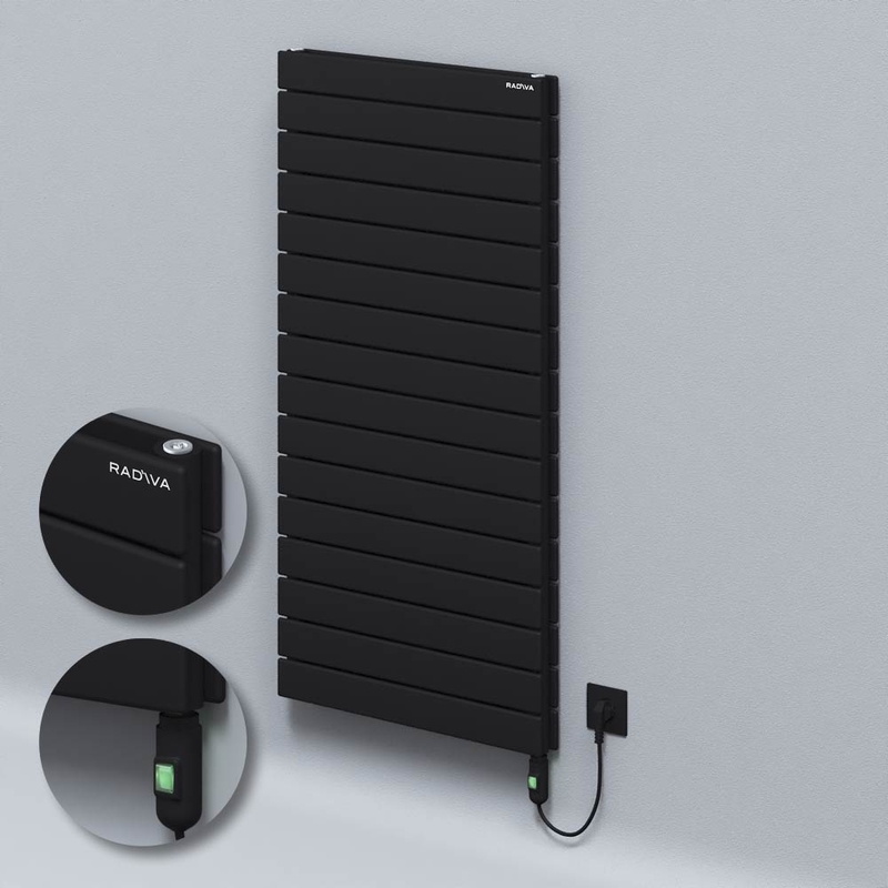 Type 20H Electric Steel Decorative Radiator 1180x600 Black (On/Off Button) 1200W