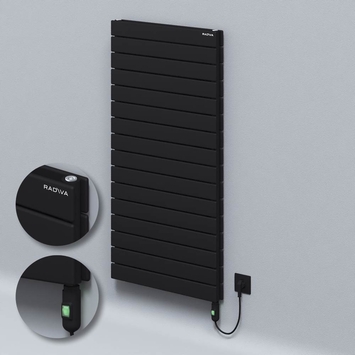 Radiva - Type 20H Electric Steel Decorative Radiator 1180x600 Black (On/Off Button) 1200W