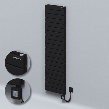 Radiva - Type 20H Electric Steel Decorative Radiator 1476x400 Black (KTX4 Thermostat) 1000W Spiral Cable
