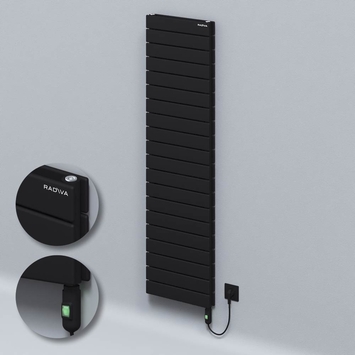  - Type 20H Electric Steel Decorative Radiator 1476x400 Black (On/Off Button) 900W