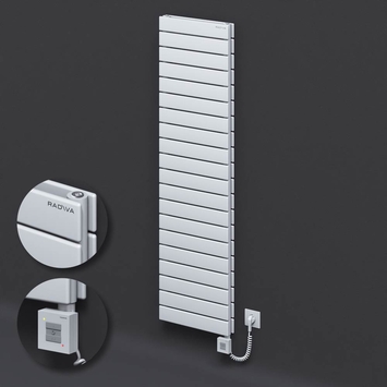 Radiva - Type 20H Electric Steel Decorative Radiator 1476x400 White (KTX1 Thermostat) 1000W Spiral Cable