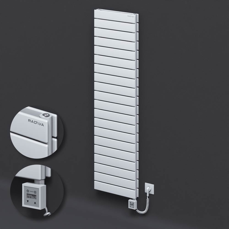 Type 20H Electric Steel Decorative Radiator 1476x400 White (KTX3 Thermostat) 1000W Spiral Cable