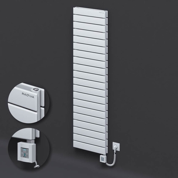 Radiva - Type 20H Electric Steel Decorative Radiator 1476x400 White (KTX4 Thermostat) 1000W Spiral Cable