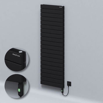 Radiva - Type 20H Electric Steel Decorative Radiator 1476x500 Black (On/Off Button) 1200W