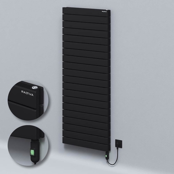 Radiva - Type 20H Electric Steel Decorative Radiator 1476x600 Black (On/Off Button) 1500W
