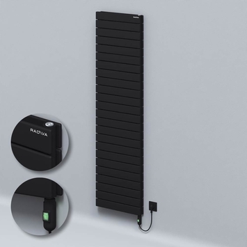 Radiva - Type 20H Electric Steel Decorative Radiator 1772x500 Black (On/Off Button) 1500W