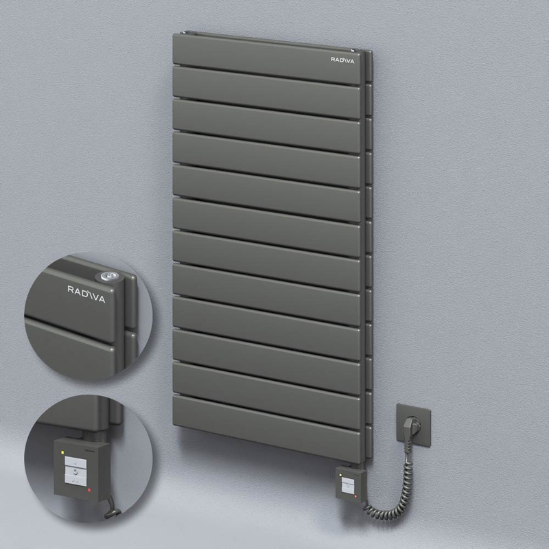 Type 20H Electric Steel Decorative Radiator 884x500 Anthracite (KTX1 Thermostat) 1000W Spiral Cable