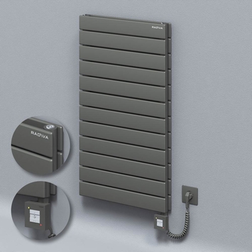Radiva - Type 20H Electric Steel Decorative Radiator 884x500 Anthracite (KTX1 Thermostat) 1000W Spiral Cable