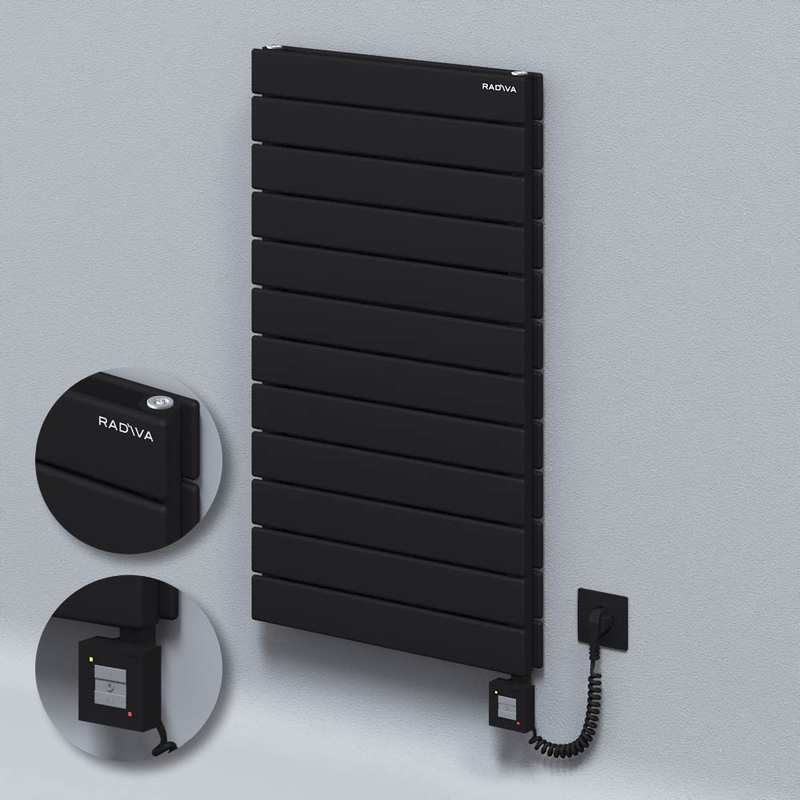 Type 20H Electric Steel Decorative Radiator 884x500 Black (KTX1 Thermostat) 1000W Spiral Cable