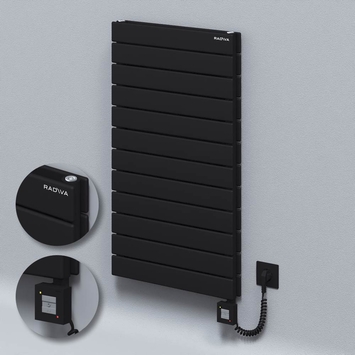 Radiva - Type 20H Electric Steel Decorative Radiator 884x500 Black (KTX1 Thermostat) 1000W Spiral Cable