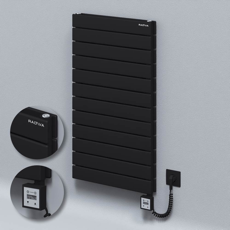 Type 20H Electric Steel Decorative Radiator 884x500 Black (KTX3 Thermostat) 1000W Spiral Cable