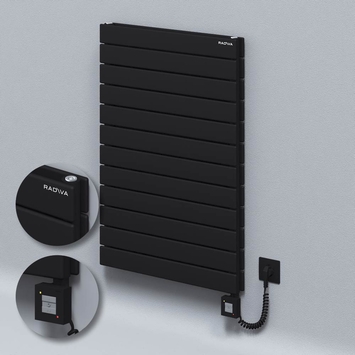 Radiva - Type 20H Electric Steel Decorative Radiator 884x600 Black (KTX1 Thermostat) 1000W Spiral Cable