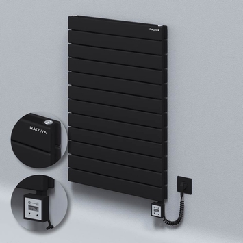 Radiva - Type 20H Electric Steel Decorative Radiator 884x600 Black (KTX3 Thermostat) 1000W Spiral Cable