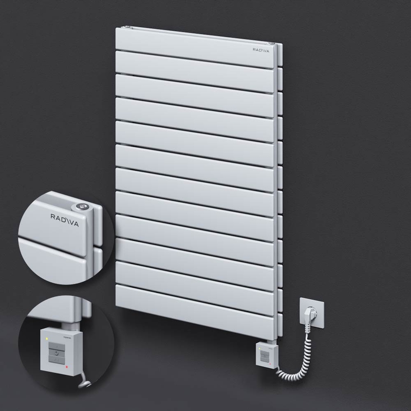 Type 20H Electric Steel Decorative Radiator 884x600 White (KTX1 Thermostat) 1000W Spiral Cable