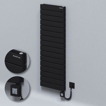 Radiva - Type 20H Electric Steel Radiateur Décoratif 1180x400 Noir (KTX4 Thermostat) 1000W Câble spiralé