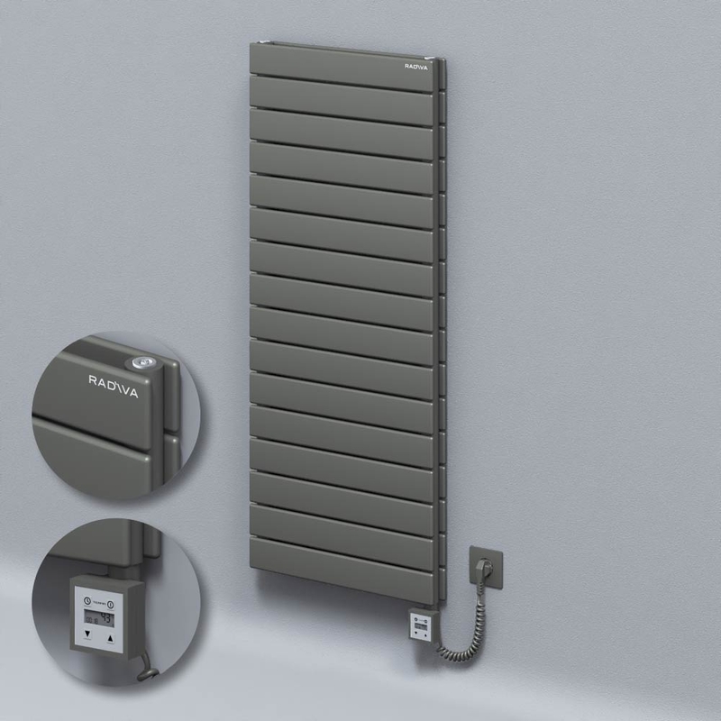 Type 20H Electric Steel Radiateur Décoratif 1180x500 Anthracite (KTX3 Thermostat) 1000W Câble spiralé