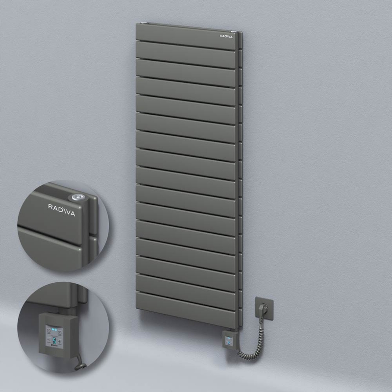 Type 20H Electric Steel Radiateur Décoratif 1180x500 Anthracite (KTX4 Thermostat) 1000W Câble spiralé