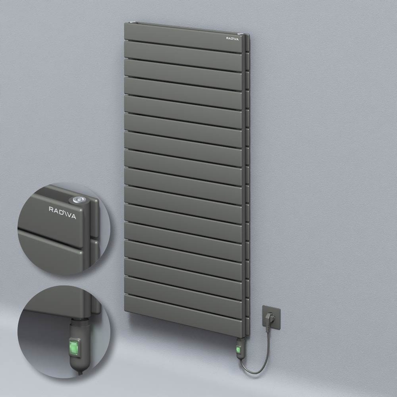 Type 20H Electric Steel Radiateur Décoratif 1180x600 Anthracite (Bouton Marche/Arrêt) 1200W