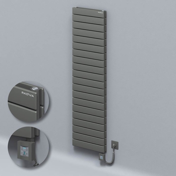 Radiva - Type 20H Electric Steel Radiateur Décoratif 1476x400 Anthracite (KTX4 Thermostat) 1000W Câble spiralé
