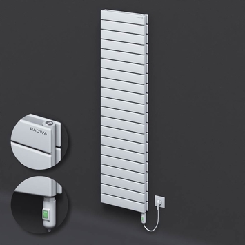  - Type 20H Electric Steel Radiateur Décoratif 1476x400 Blanc (Bouton Marche/Arrêt) 900W