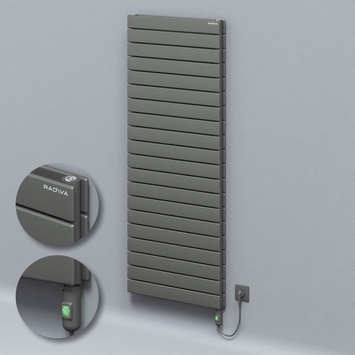  - Type 20H Electric Steel Radiateur Décoratif 1476x600 Anthracite (Bouton Marche/Arrêt) 1500W