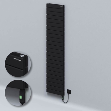 Radiva - Type 20H Electric Steel Radiateur Décoratif 1772x400 Noir (Bouton Marche/Arrêt) 1200W