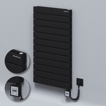 Radiva - Type 20H Electric Steel Radiateur Décoratif 884x500 Noir (KTX3 Thermostat) 1000W Câble spiralé