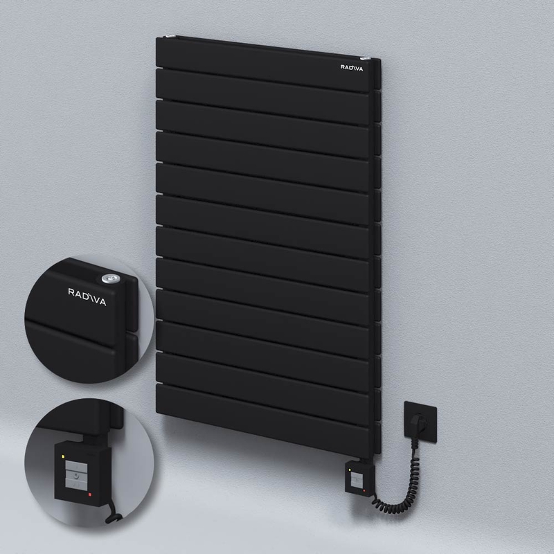 Type 20H Electric Steel Radiateur Décoratif 884x600 Noir (KTX1 Thermostat) 1000W Câble spiralé