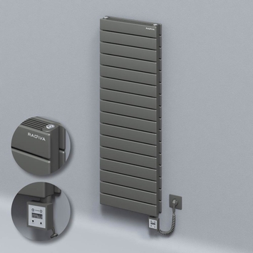 Radiva - Type 21H Electric Steel Decorative Radiator 1180x400 Anthracite (KTX3 Thermostat) 1000W Spiral Cable