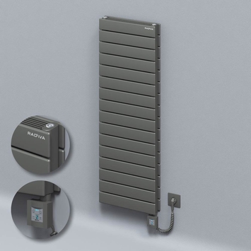 Radiva - Type 21H Electric Steel Decorative Radiator 1180x400 Anthracite (KTX4 Thermostat) 1000W Spiral Cable