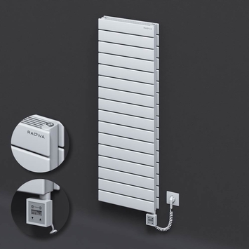 Radiva - Type 21H Electric Steel Decorative Radiator 1180x400 White (KTX3 Thermostat) 1000W Spiral Cable
