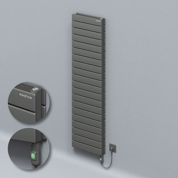 Radiva - Type 21H Electric Steel Decorative Radiator 1476x400 Anthracite (On/Off Button) 1200W