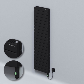 Radiva - Type 21H Electric Steel Decorative Radiator 1476x400 Black (On/Off Button) 1200W