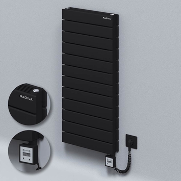 Radiva - Type 21H Electric Steel Decorative Radiator 884x400 Black (KTX3 Thermostat) 1000W Spiral Cable