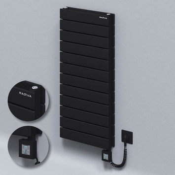 Radiva - Type 21H Electric Steel Decorative Radiator 884x400 Black (KTX4 Thermostat) 1000W Spiral Cable