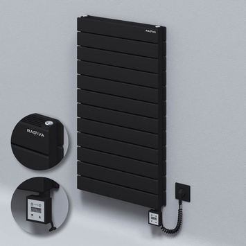 Radiva - Type 21H Electric Steel Decorative Radiator 884x500 Black (KTX3 Thermostat) 1000W Spiral Cable