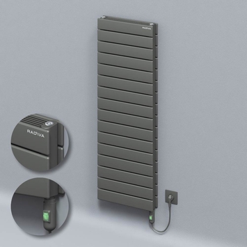 Radiva - Type 21H Electric Steel Radiateur Décoratif 1180x400 Anthracite (Bouton Marche/Arrêt) 900W