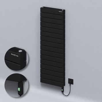 Radiva - Type 21H Electric Steel Radiateur Décoratif 1180x400 Noir (Bouton Marche/Arrêt) 900W