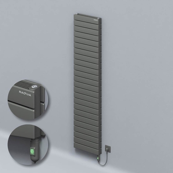  - Type 21H Electric Steel Radiateur Décoratif 1772x400 Anthracite (Bouton Marche/Arrêt) 1200W