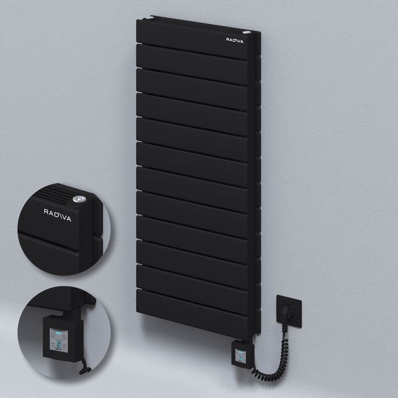 Type 21H Electric Steel Radiateur Décoratif 884x400 Noir (KTX4 Thermostat) 1000W Câble spiralé