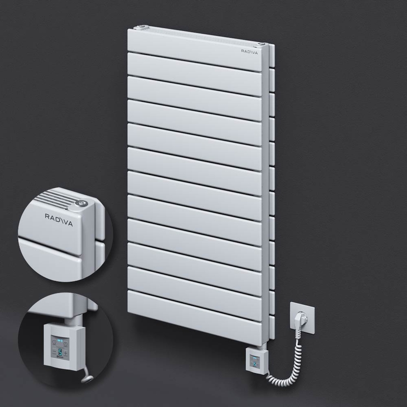 Type 21H Electric Steel Radiateur Décoratif 884x500 Blanc (KTX4 Thermostat) 1000W Câble spiralé