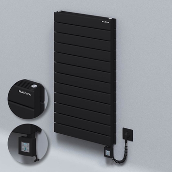 Radiva - Type 21H Electric Steel Radiateur Décoratif 884x500 Noir (KTX4 Thermostat) 1000W Câble spiralé