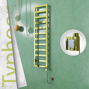 Radiva - Typhoon Elektrikli Paslanmaz Çelik Havlupan 400x1020 Altın (KTX4 Termostat) 300W Spiral Kablolu