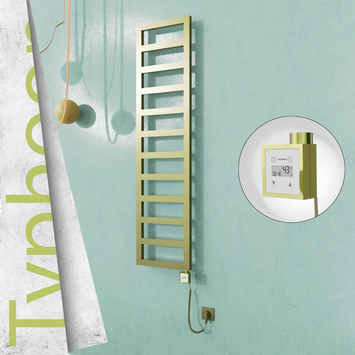 Radiva - Typhoon Elektrikli Paslanmaz Çelik Havlupan 400x1020 Satine Altın (KTX3 Termostat) 300W Spiral Kablolu